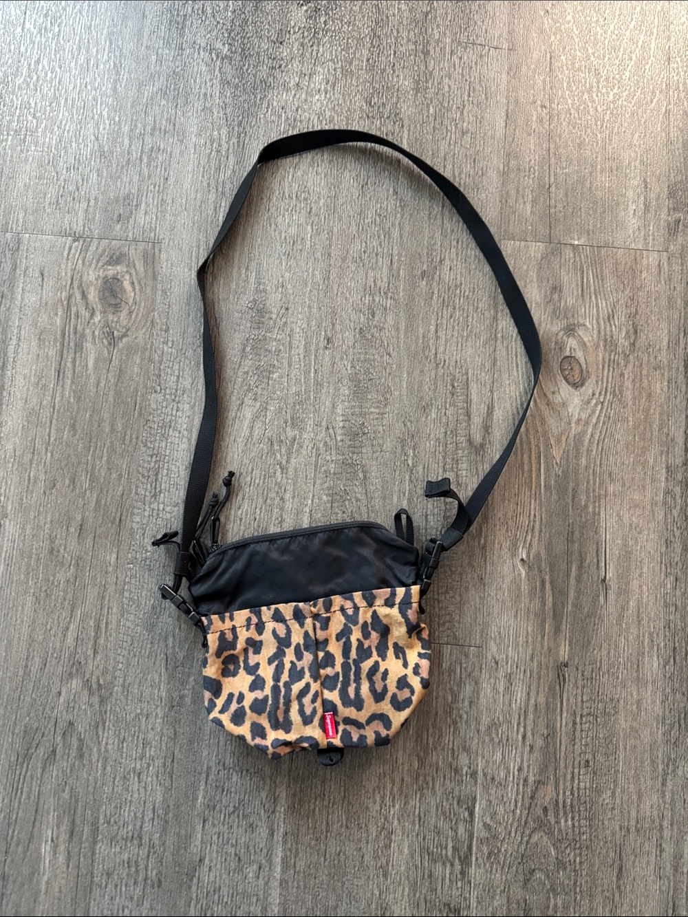 SUPREME Leopard Print Crossbody Bag with Black Trim